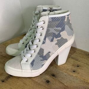 Vintage Havana camo sneaker boots  heeled‎ lace up booties. Unique party
